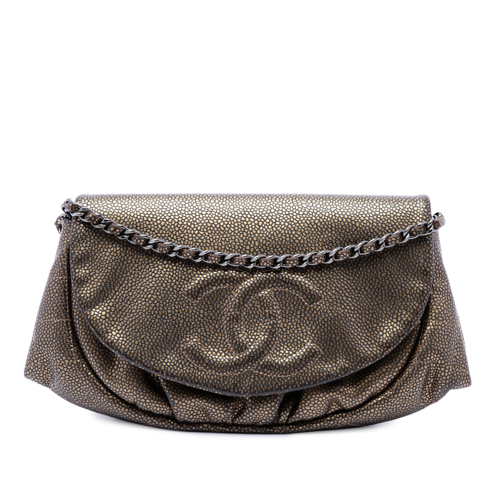Pre-Loved Chanel CC Metallic Caviar Half Moon Wallet on Chain